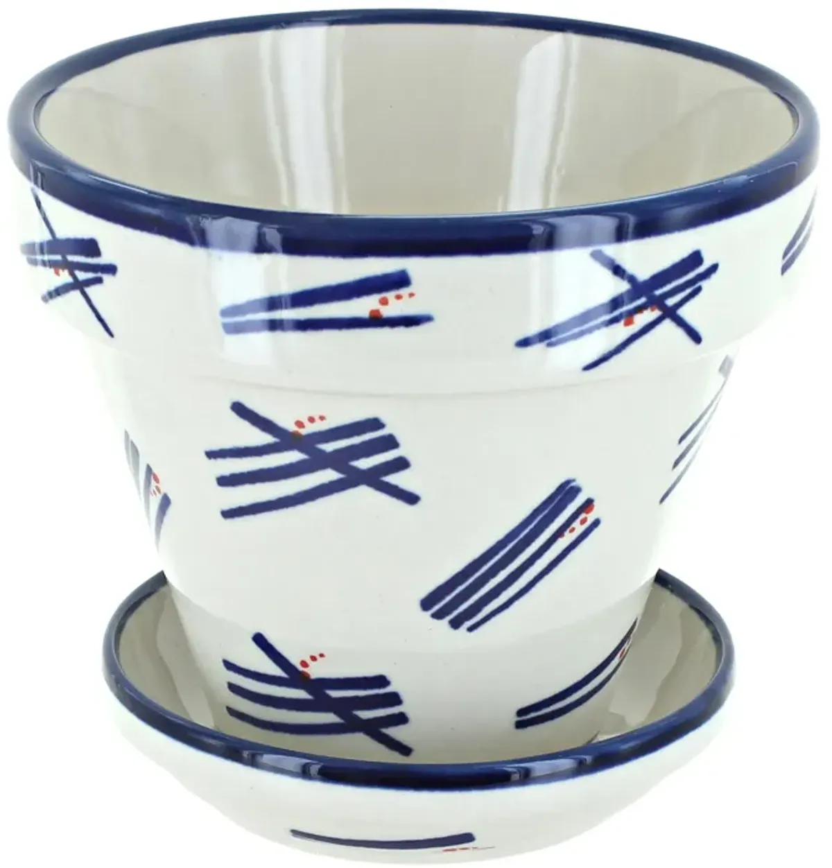 Blue Rose Polish Pottery Evergreen Small Flower Pot