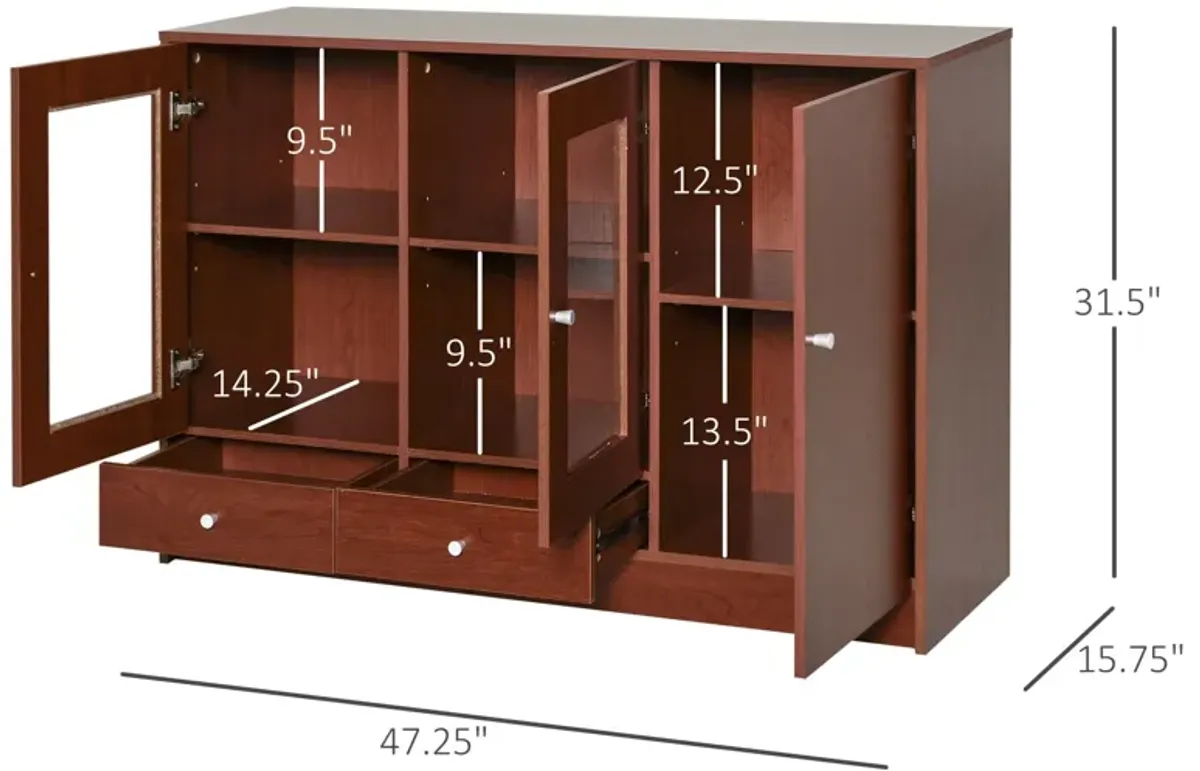 Brown Kitchen Storage: Buffet Cabinet with Framed Acrylic Doors