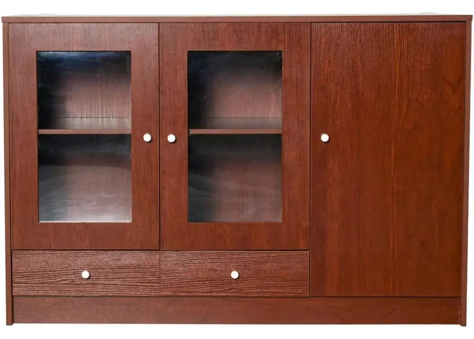 Brown Kitchen Storage: Buffet Cabinet with Framed Acrylic Doors