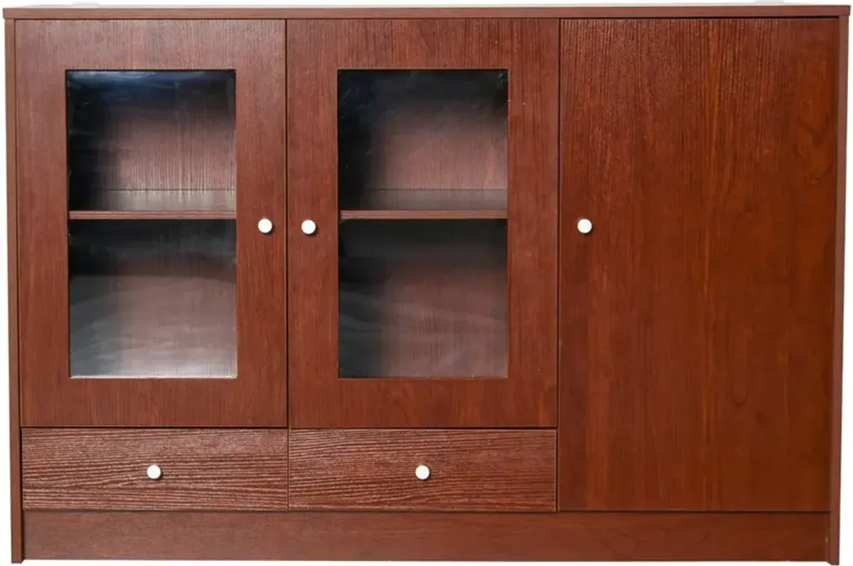 Brown Kitchen Storage: Buffet Cabinet with Framed Acrylic Doors