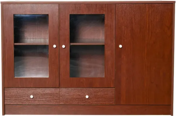 Brown Kitchen Storage: Buffet Cabinet with Framed Acrylic Doors