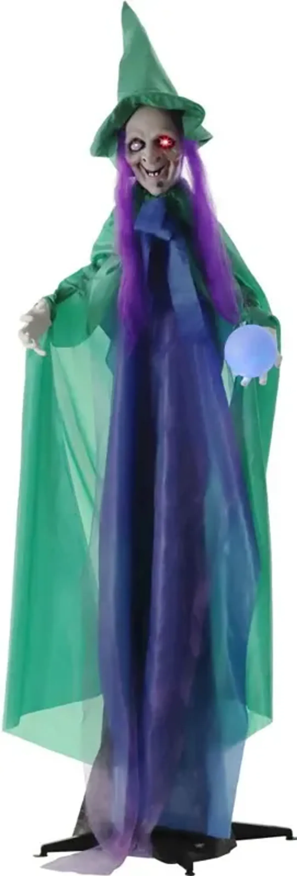 Haunted Hill Farm 6FT Animated Standing Witch with Crystal Ball