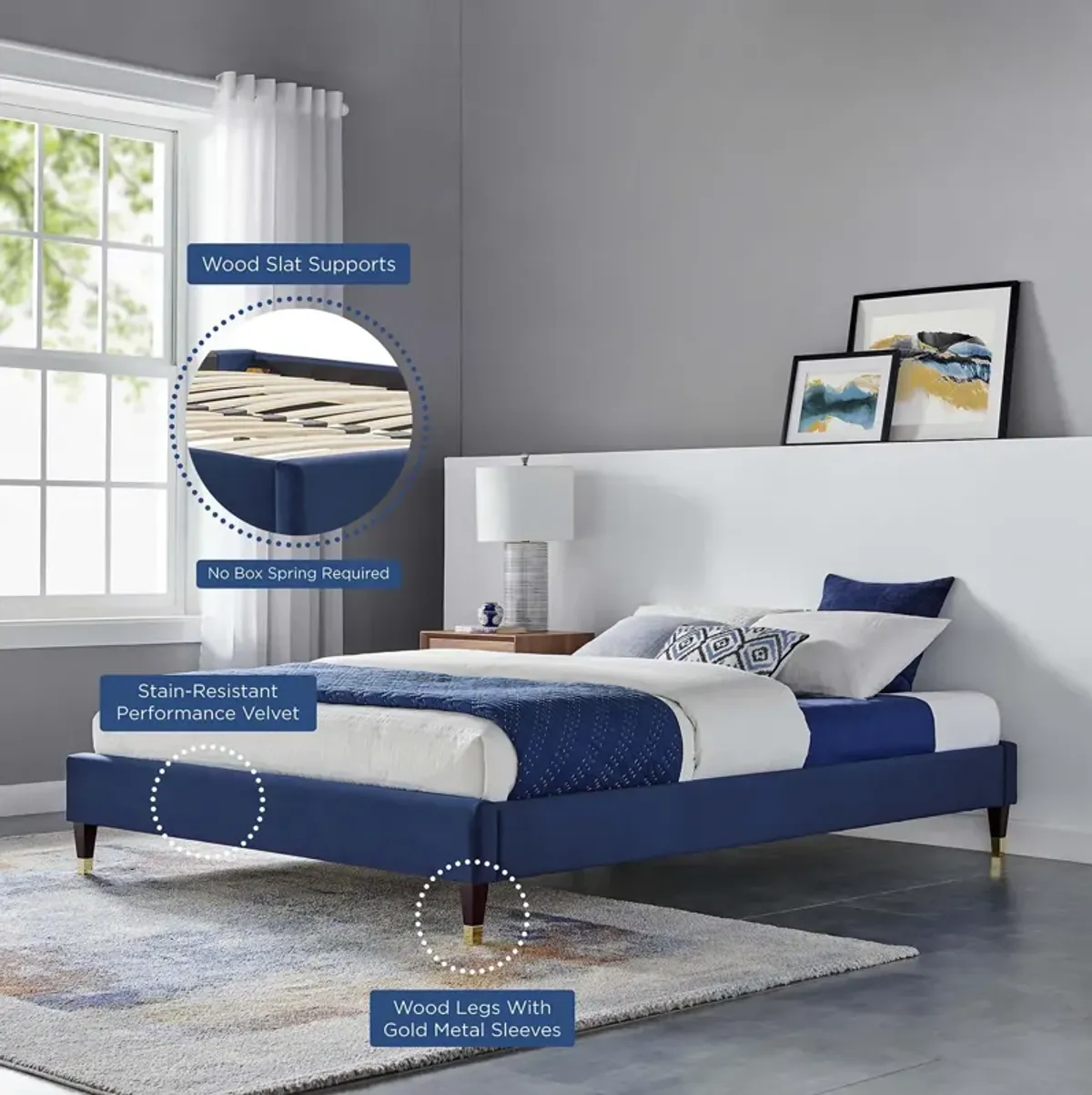 Modway - Harlow Full Performance Velvet Platform Bed Frame