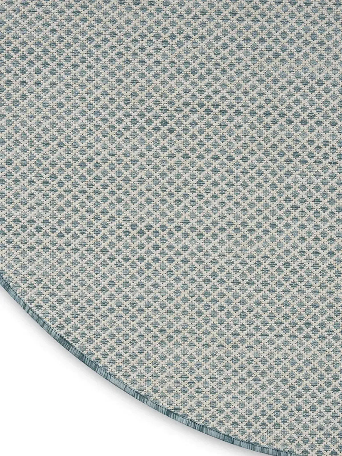 Courtyard COU01 Ivory/Aqua 4' x Round Rug