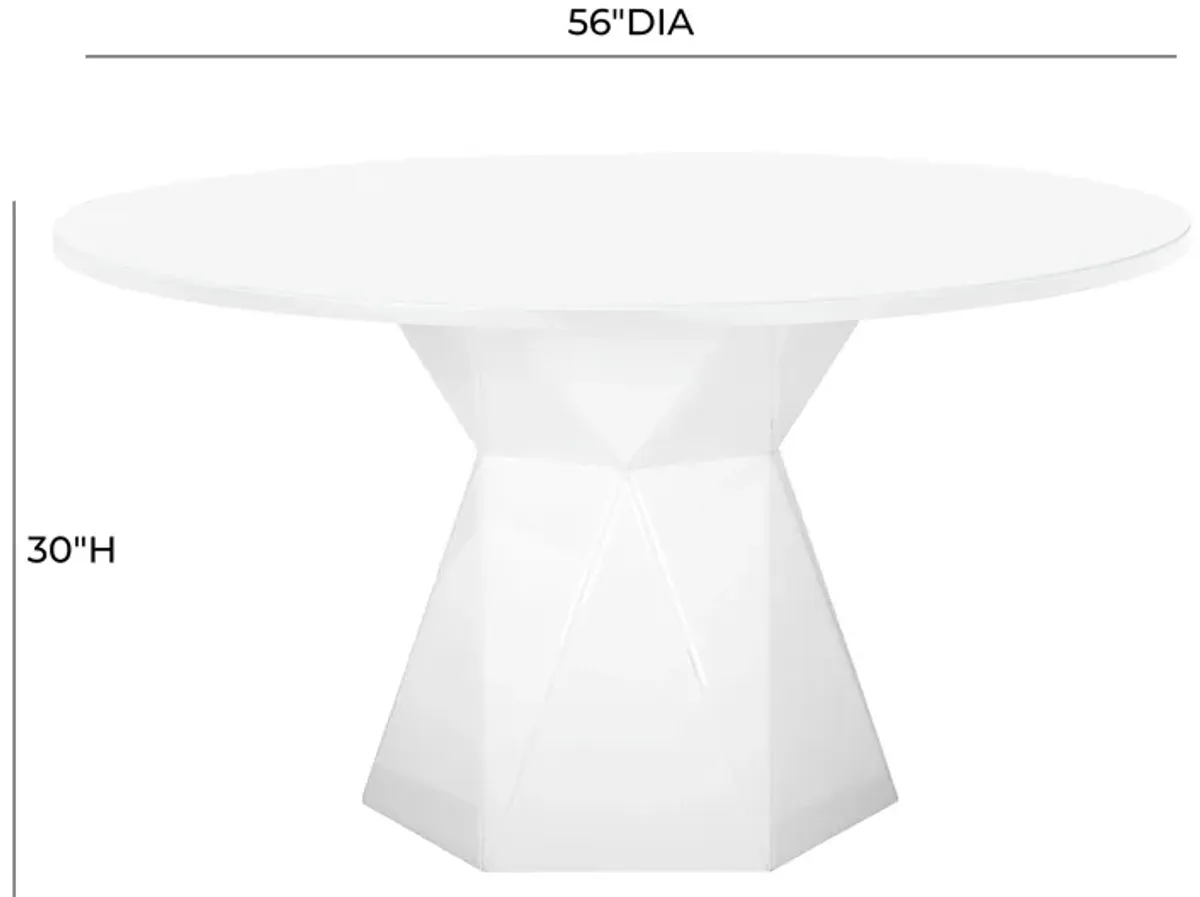 Iris White Glass Dining Table