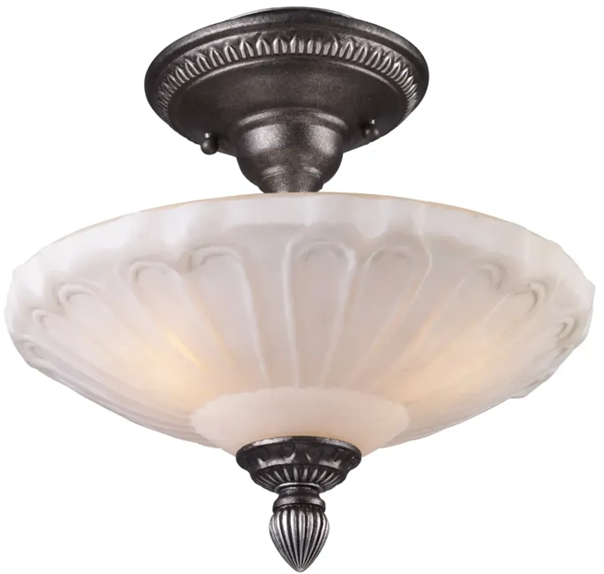 Restoration 12'' Wide 3-Light Silver Semi Flush Mount