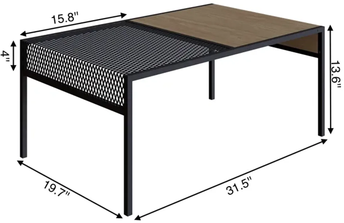 Kybele Brown and Black Iron Mesh Accent  Coffee Table