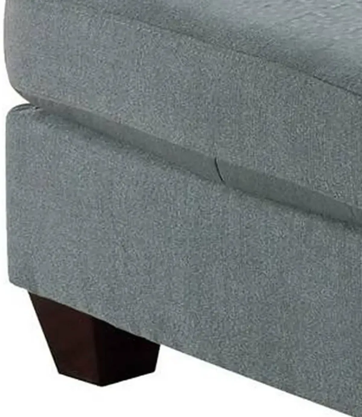 32 Inch Modern Square Ottoman with Plush Foam Seating, Gray Linen Fabric-Benzara