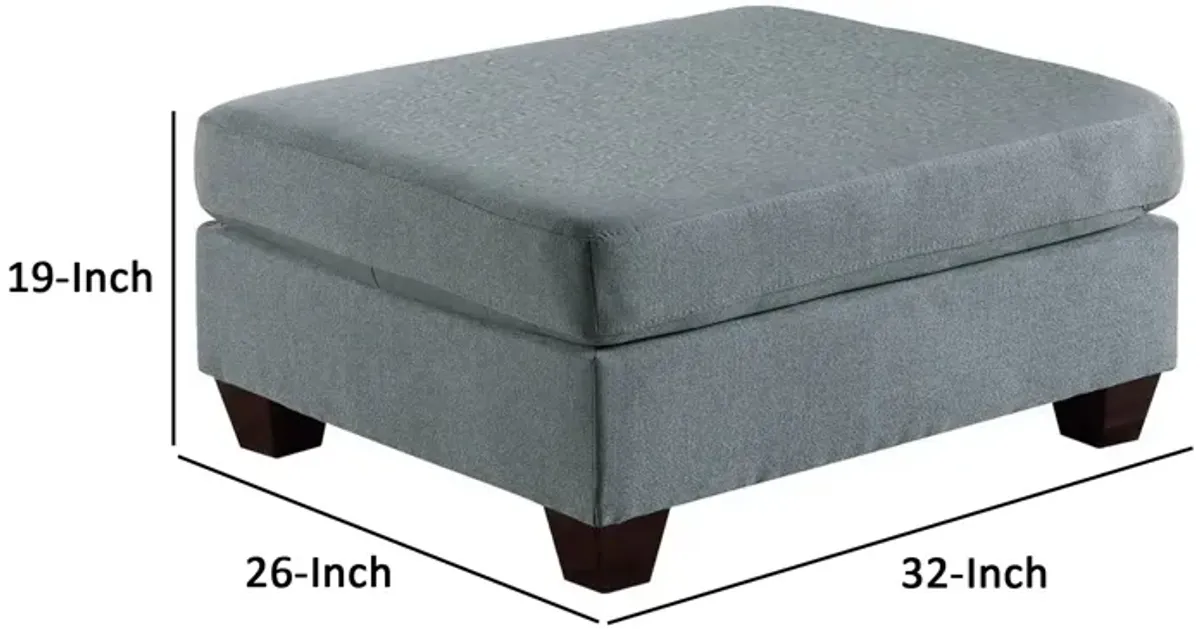 32 Inch Modern Square Ottoman with Plush Foam Seating, Gray Linen Fabric-Benzara