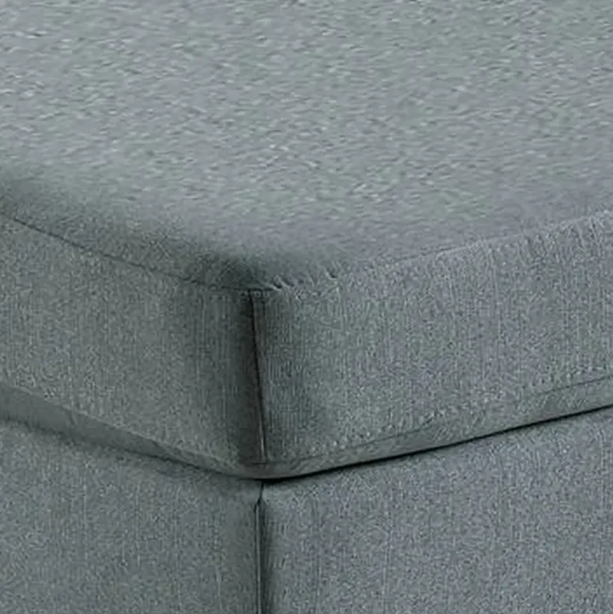 32 Inch Modern Square Ottoman with Plush Foam Seating, Gray Linen Fabric-Benzara