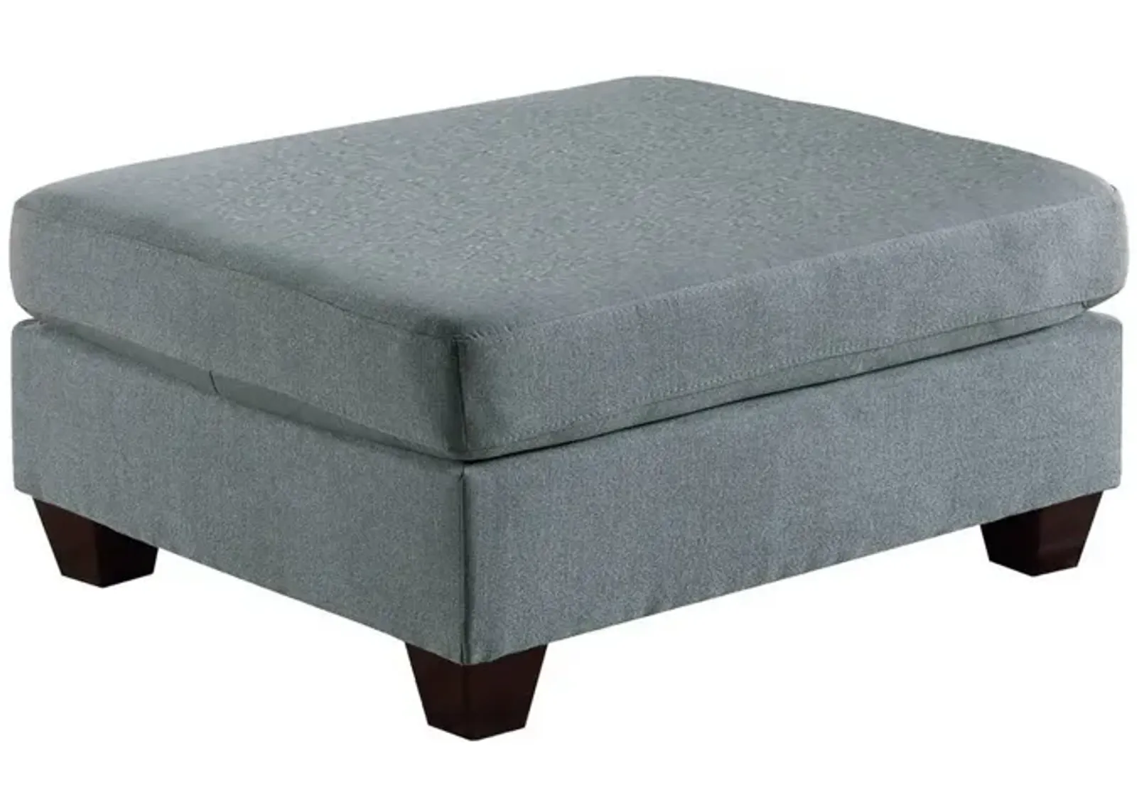 32 Inch Modern Square Ottoman with Plush Foam Seating, Gray Linen Fabric-Benzara