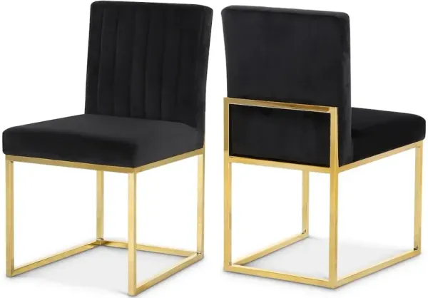 Meridian Furniture Giselle Black Velvet Dining Chair, Set of 2