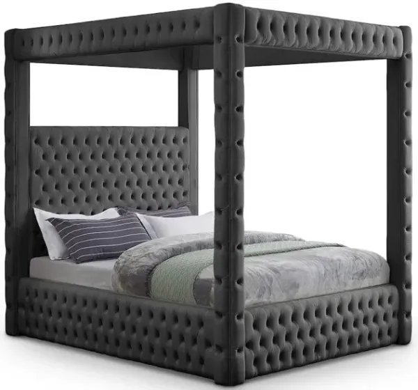 Meridian Furniture Royal Grey Velvet Queen Bed
