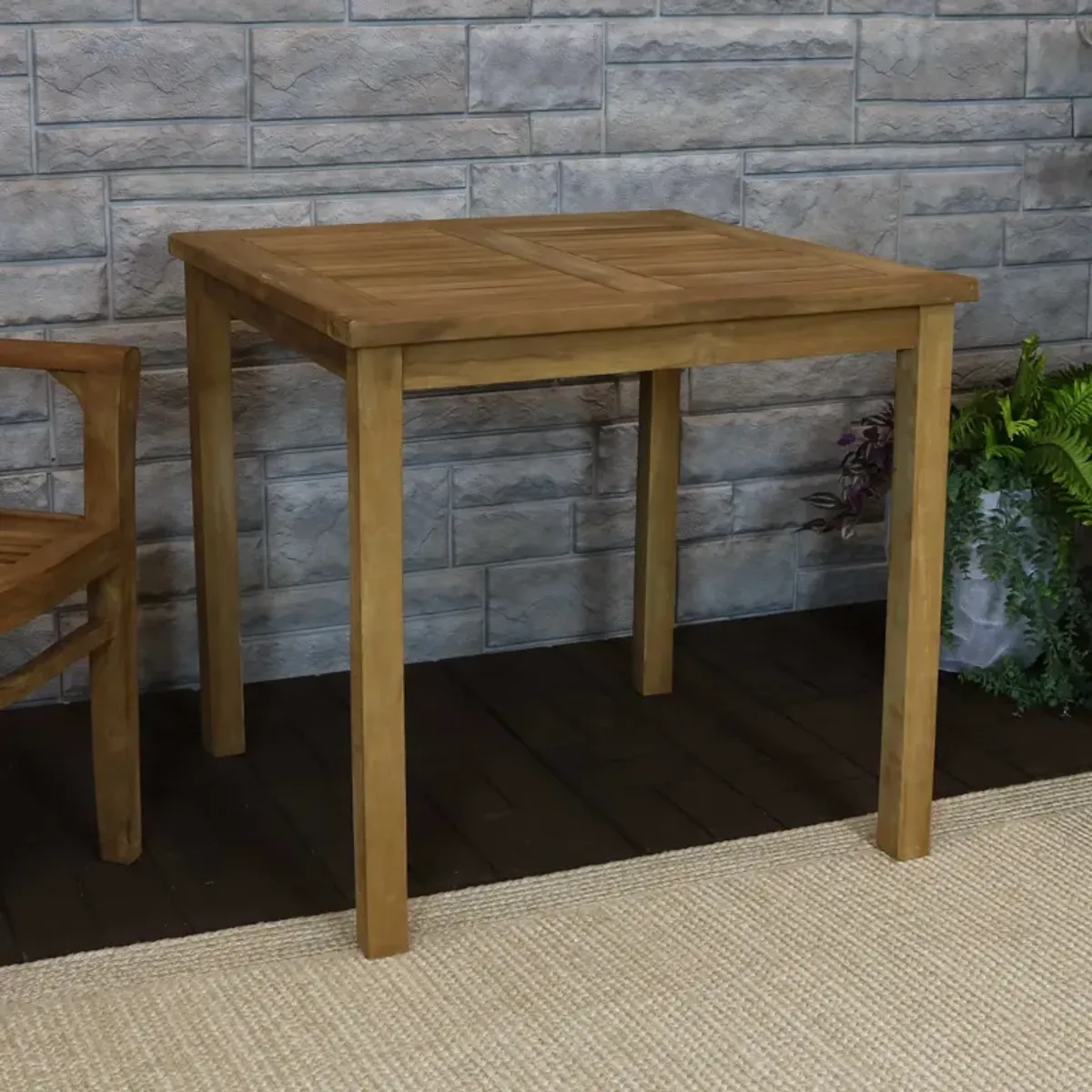 Sunnydaze 31.5 in Solid Teak Square Patio Dining Table