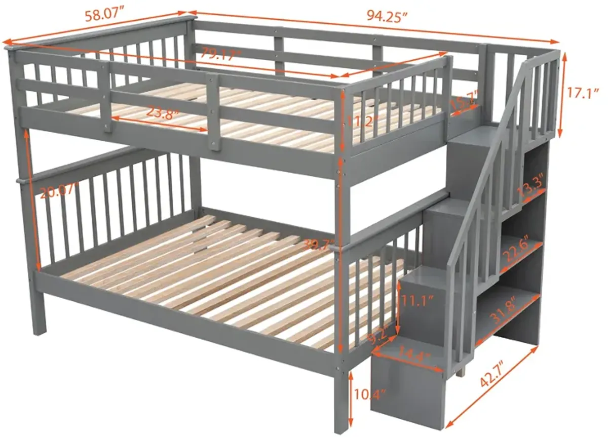 Modern Storage Bunk Bed with Open Shelves