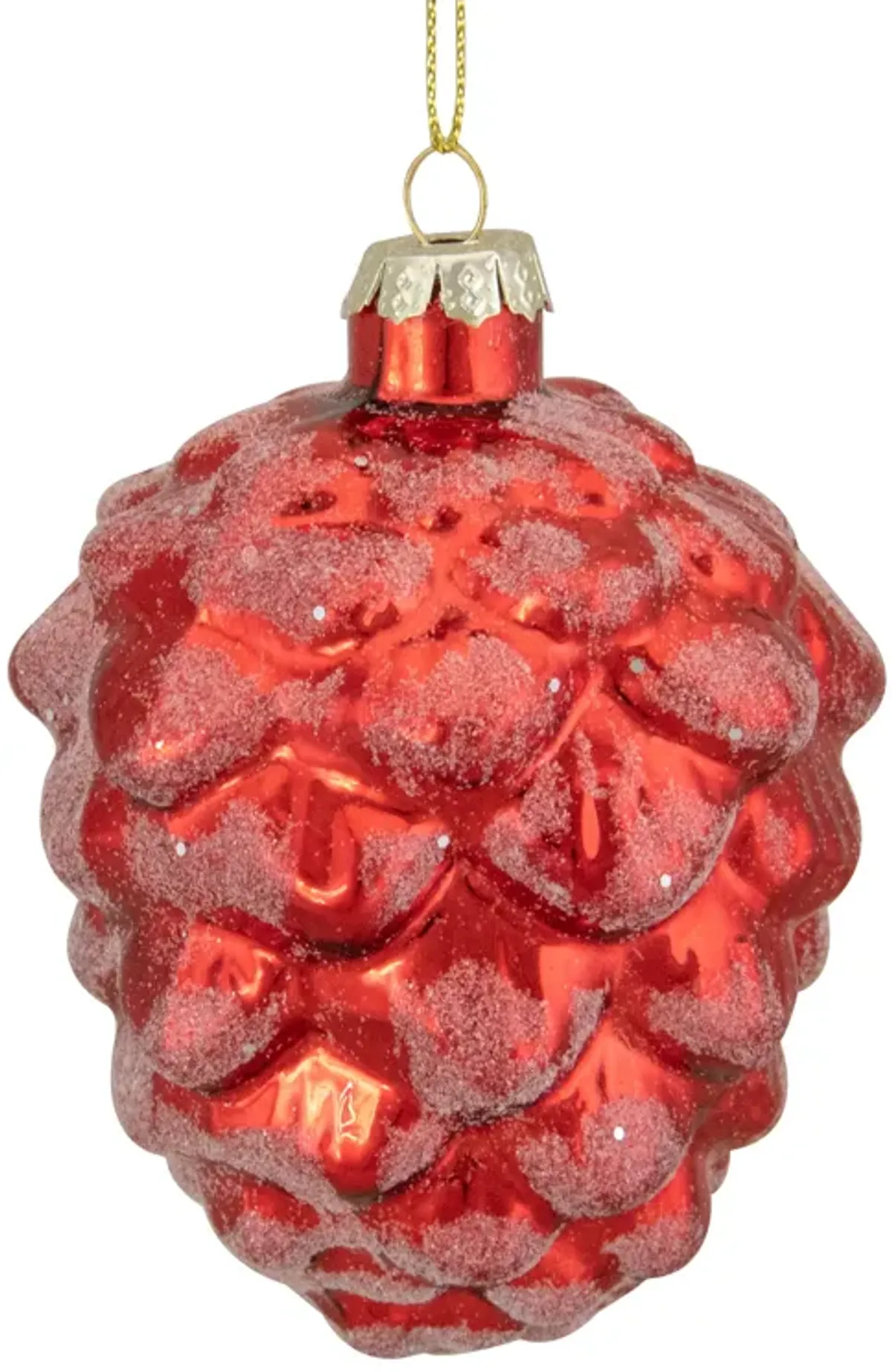 3.25" Red Frosted Pine Cone Glass Christmas Ornament