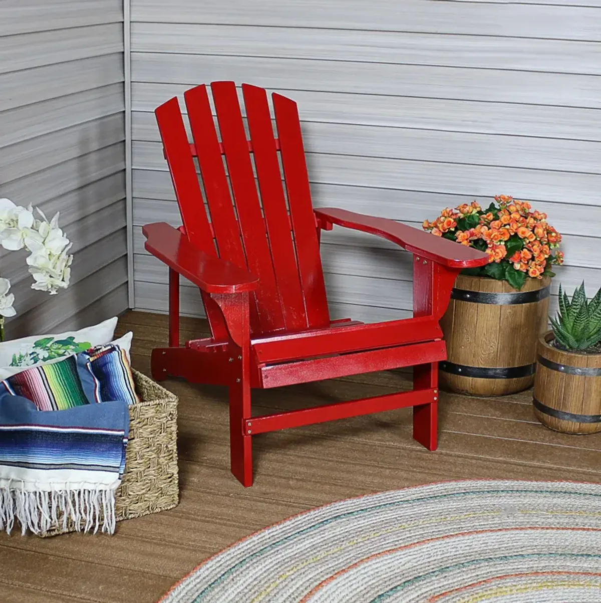 Sunnydaze Coastal Bliss Fir Wood Adirondack Chair