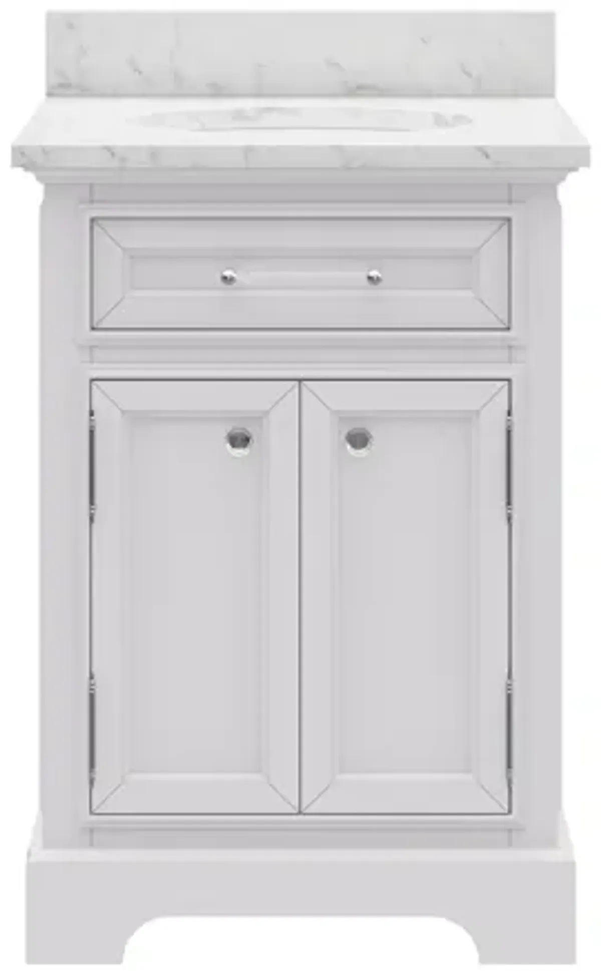 Derby 24 In. Single Sink Carrara White Marble Countertop Bath Vanity In Pure White