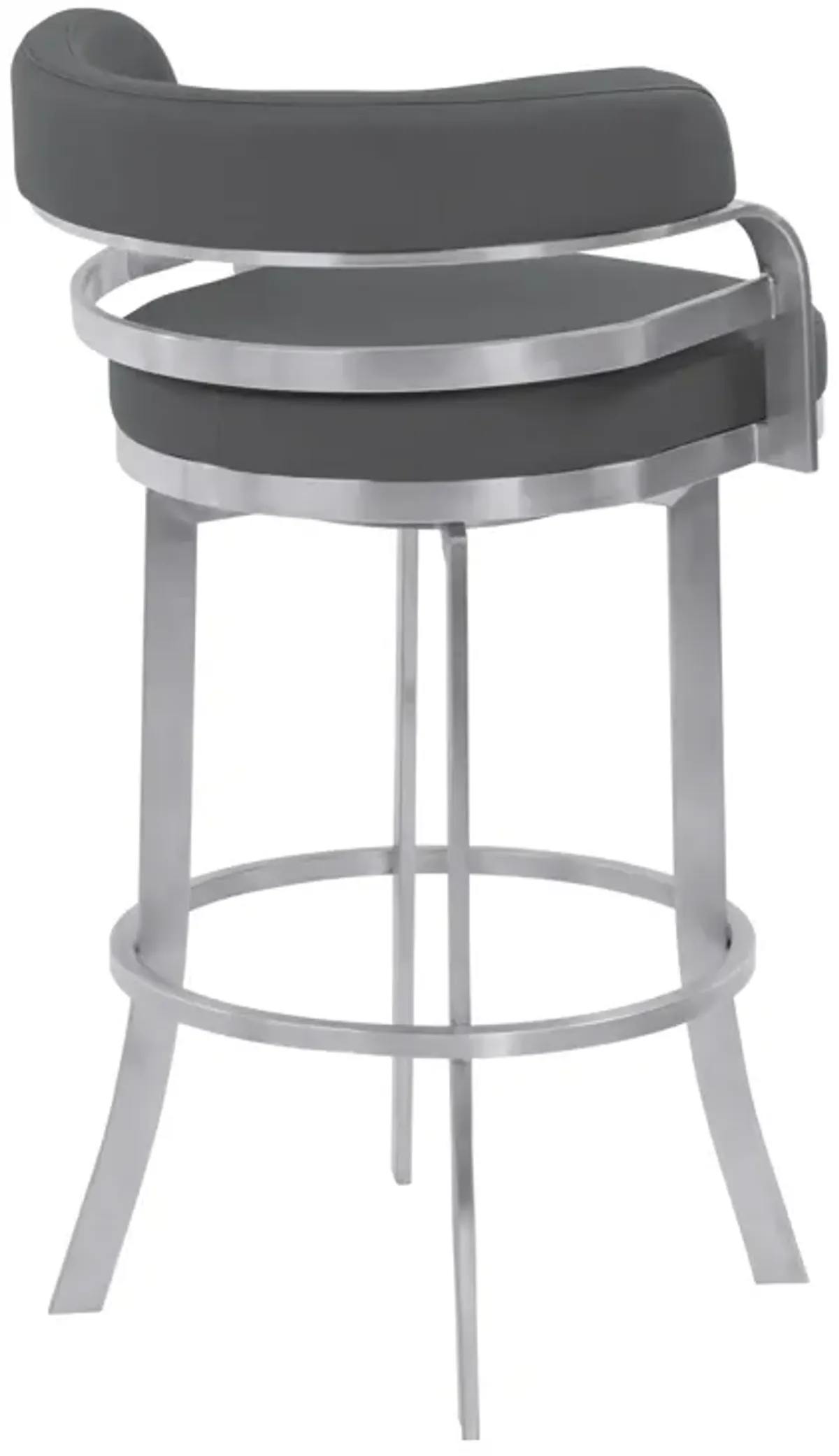 Prinz Counter Height Swivel Faux Leather and Brushed Stainless Steel Bar Stool