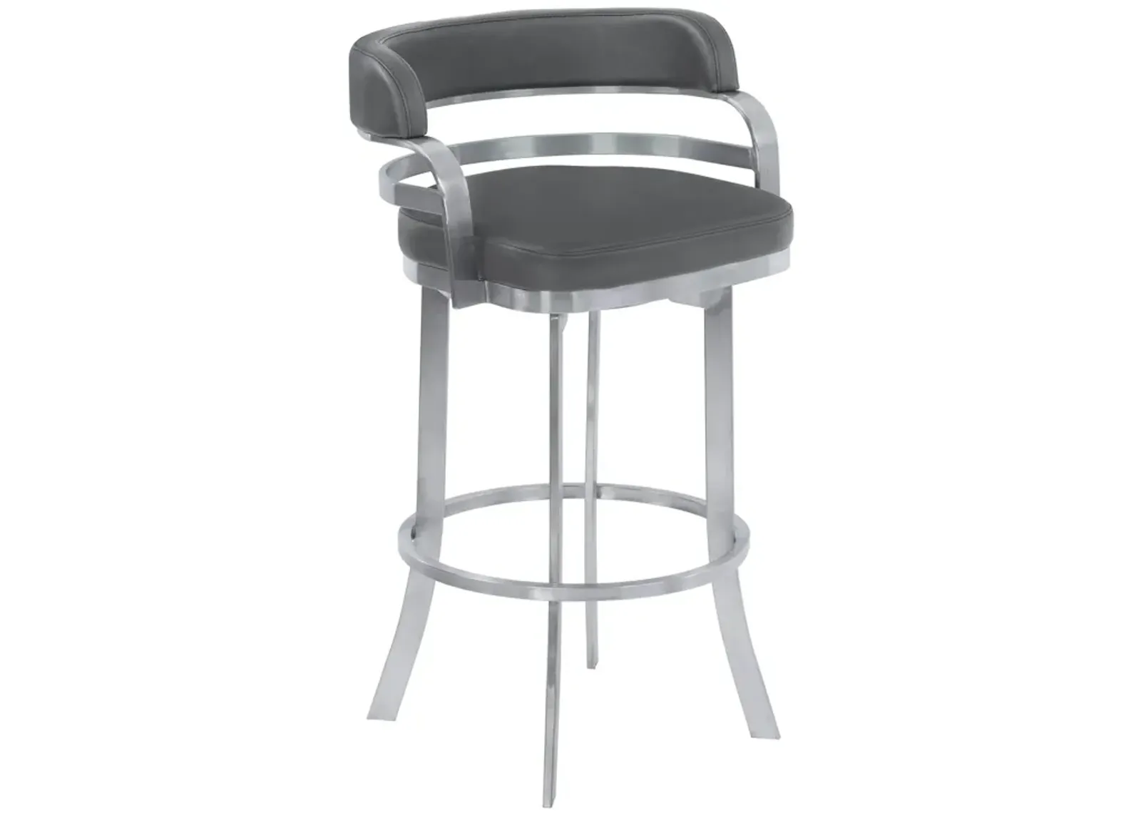 Prinz Counter Height Swivel Faux Leather and Brushed Stainless Steel Bar Stool