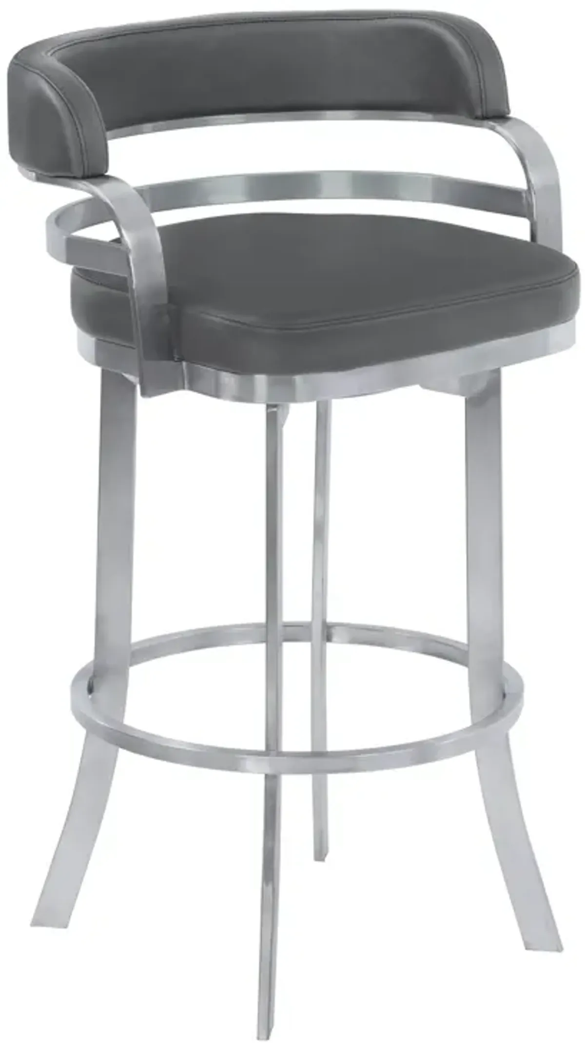 Prinz Counter Height Swivel Faux Leather and Brushed Stainless Steel Bar Stool