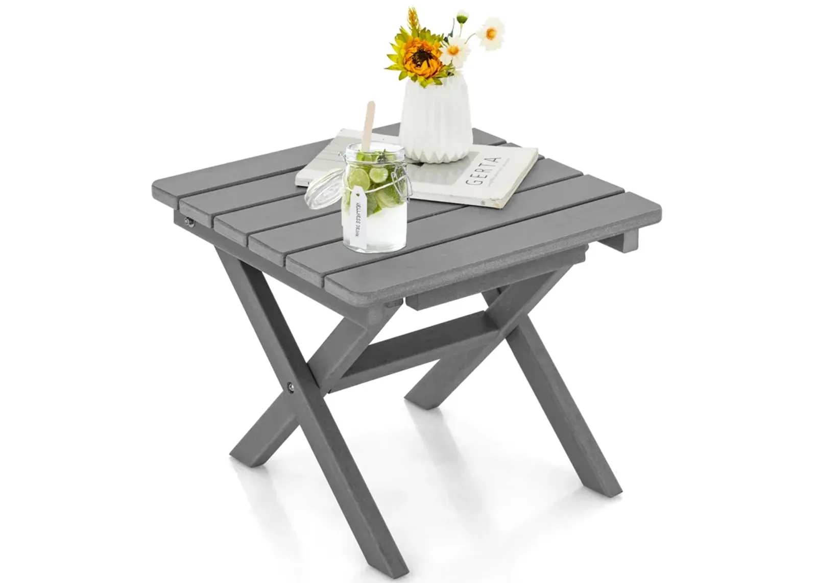 Outdoor Folding Side Table Foldable Weather-Resistant HDPE Adirondack Table