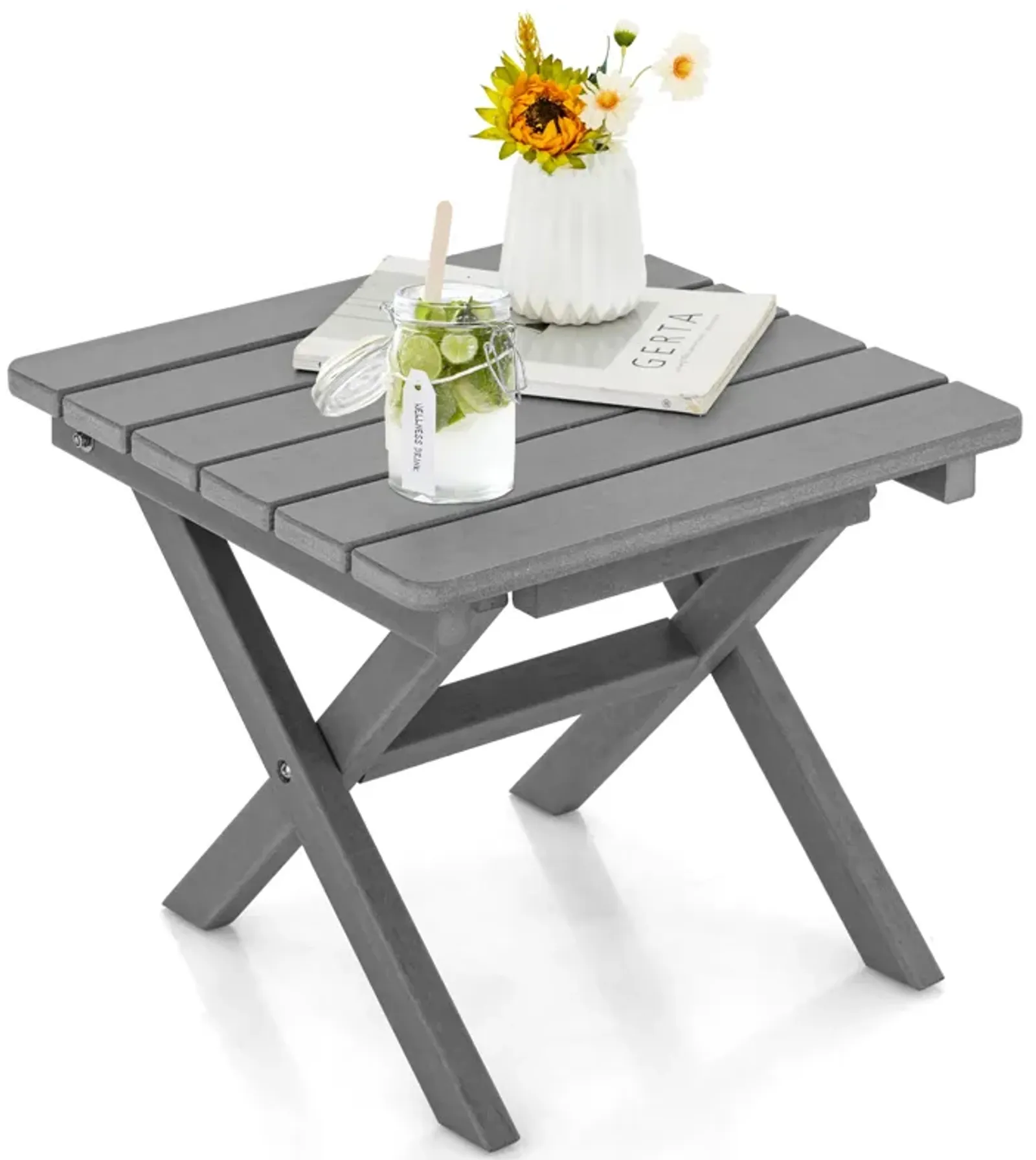 Outdoor Folding Side Table Foldable Weather-Resistant HDPE Adirondack Table