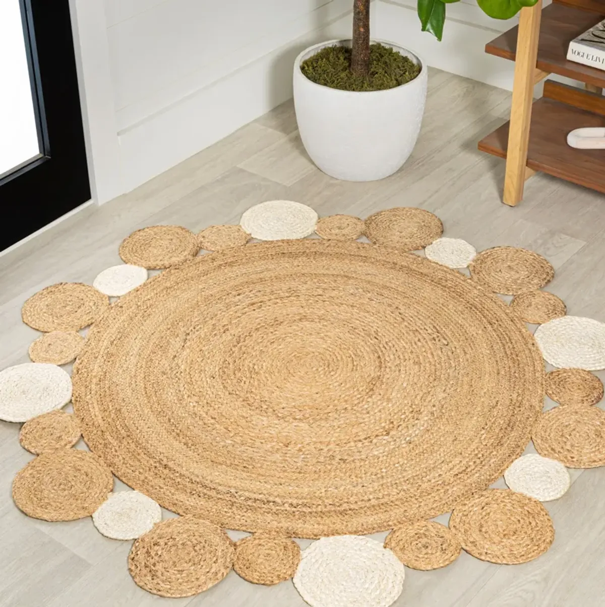 Ayana Two Tone Jute Hippy Circle Area Rug