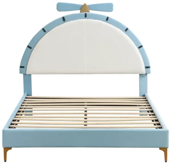 Merax Velvet Kids Platform Bed with Headboard