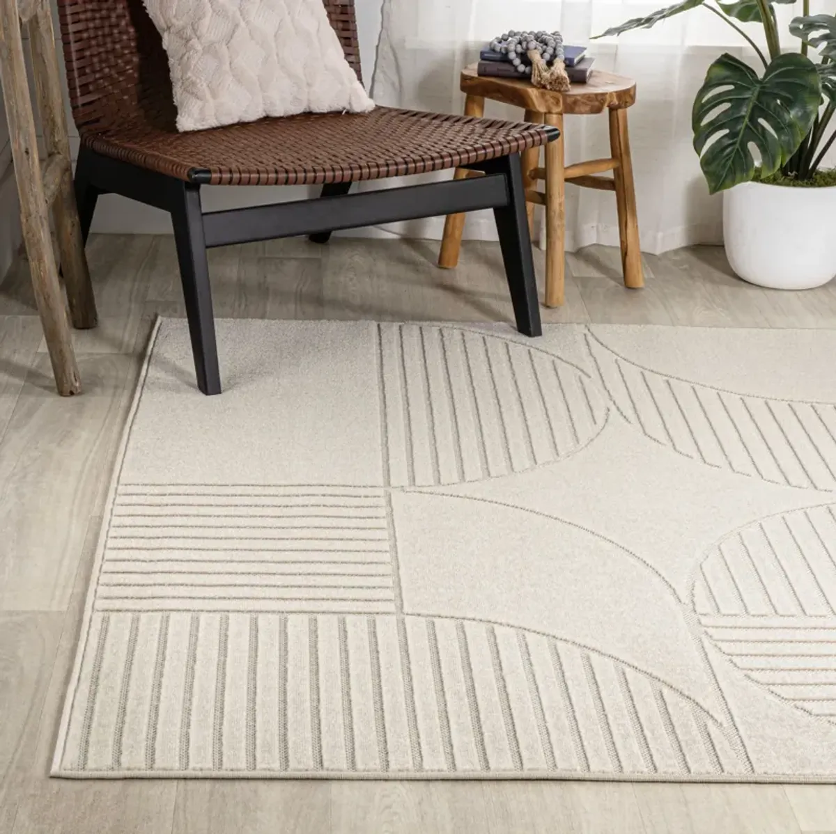 Nordby Geometric Arch Scandi Striped Area Rug