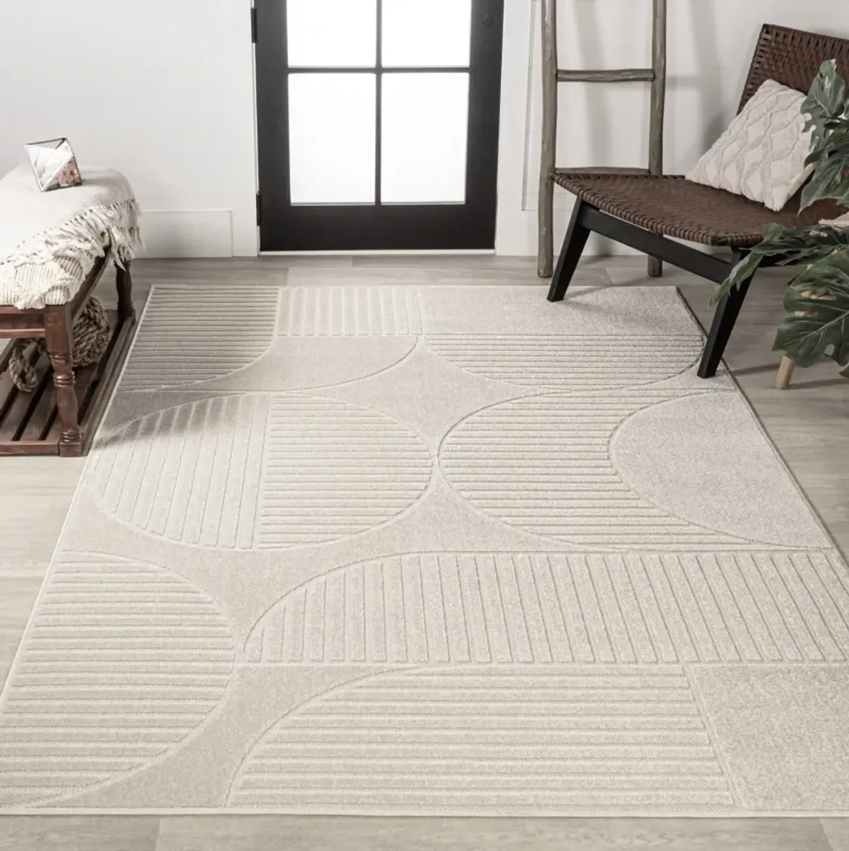 Nordby Geometric Arch Scandi Striped Area Rug