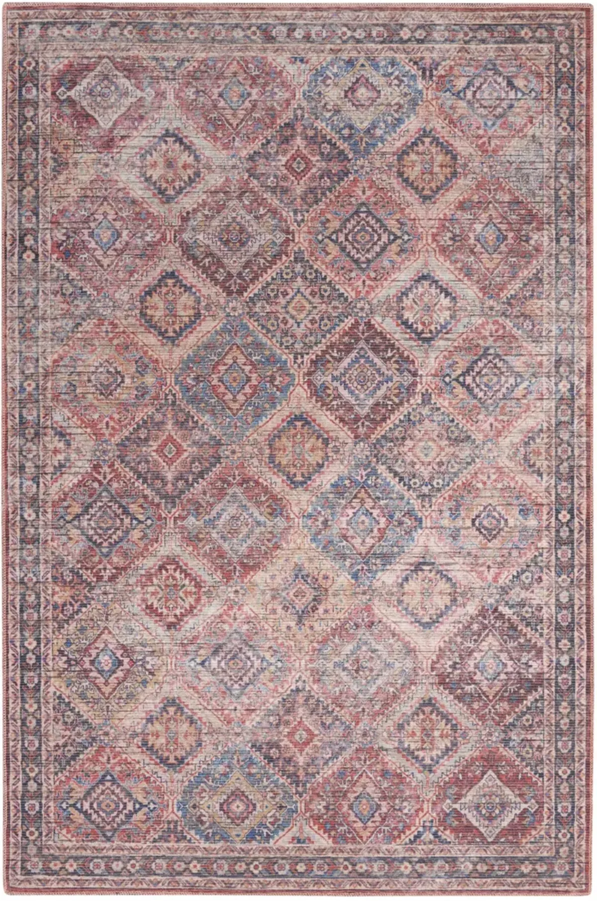 4 X 6 Multicolor Oriental Power Loom Distressed Washable Area Rug