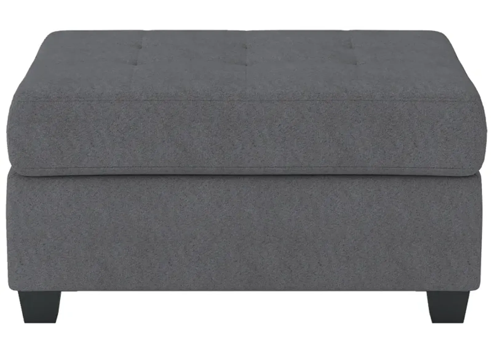 Aston 33 Inch Ottoman, Dark Gray Microfiber, Interior Storage, Solid Wood - Benzara