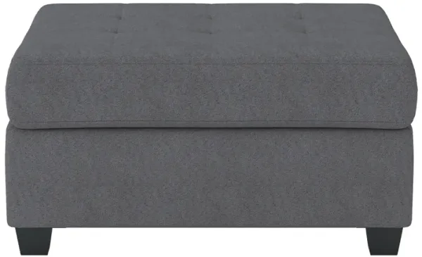 Aston 33 Inch Ottoman, Dark Gray Microfiber, Interior Storage, Solid Wood - Benzara