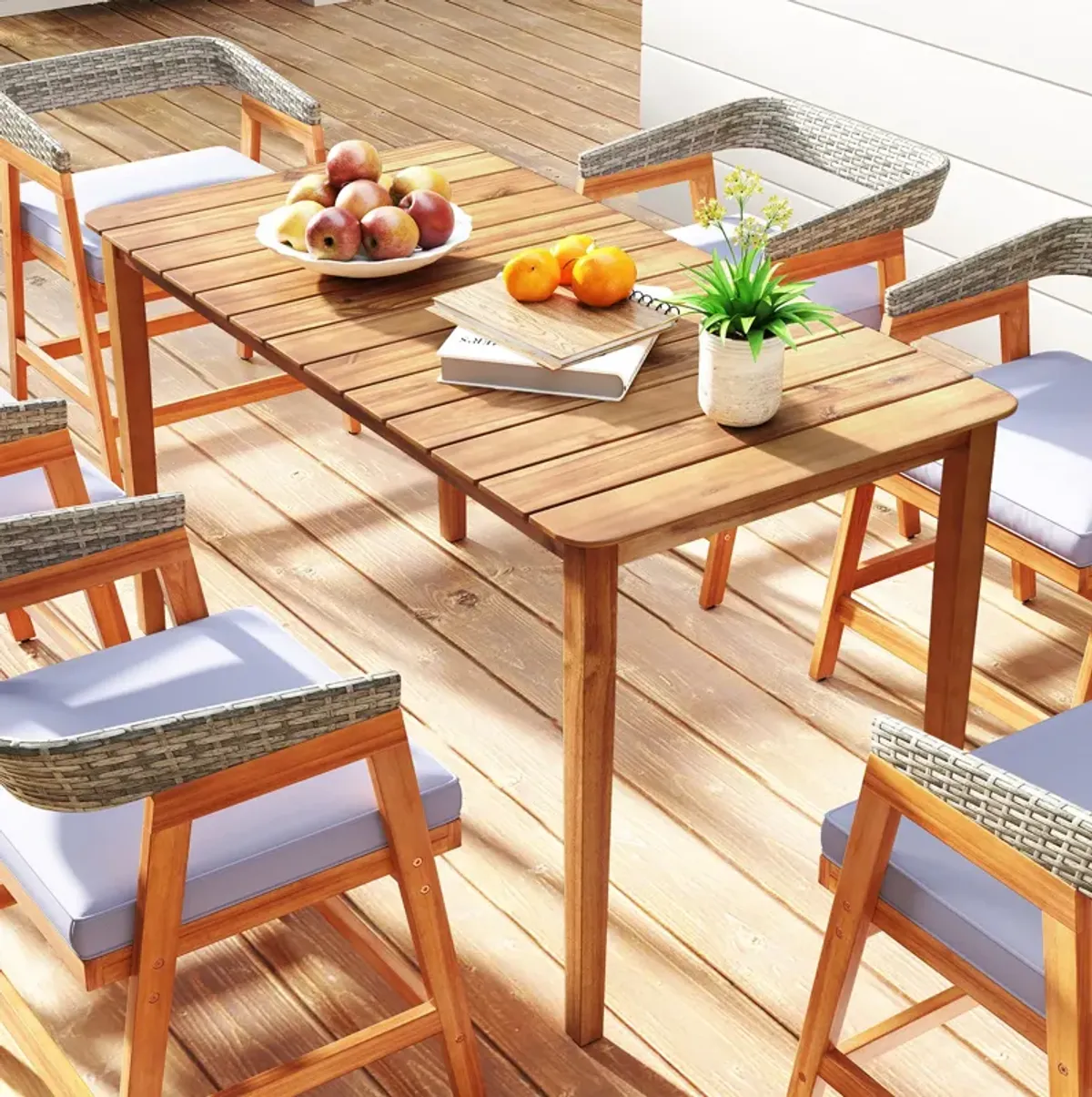 Rectangular Patio Table in Acacia Wood – Outdoor Dining for 4–6
