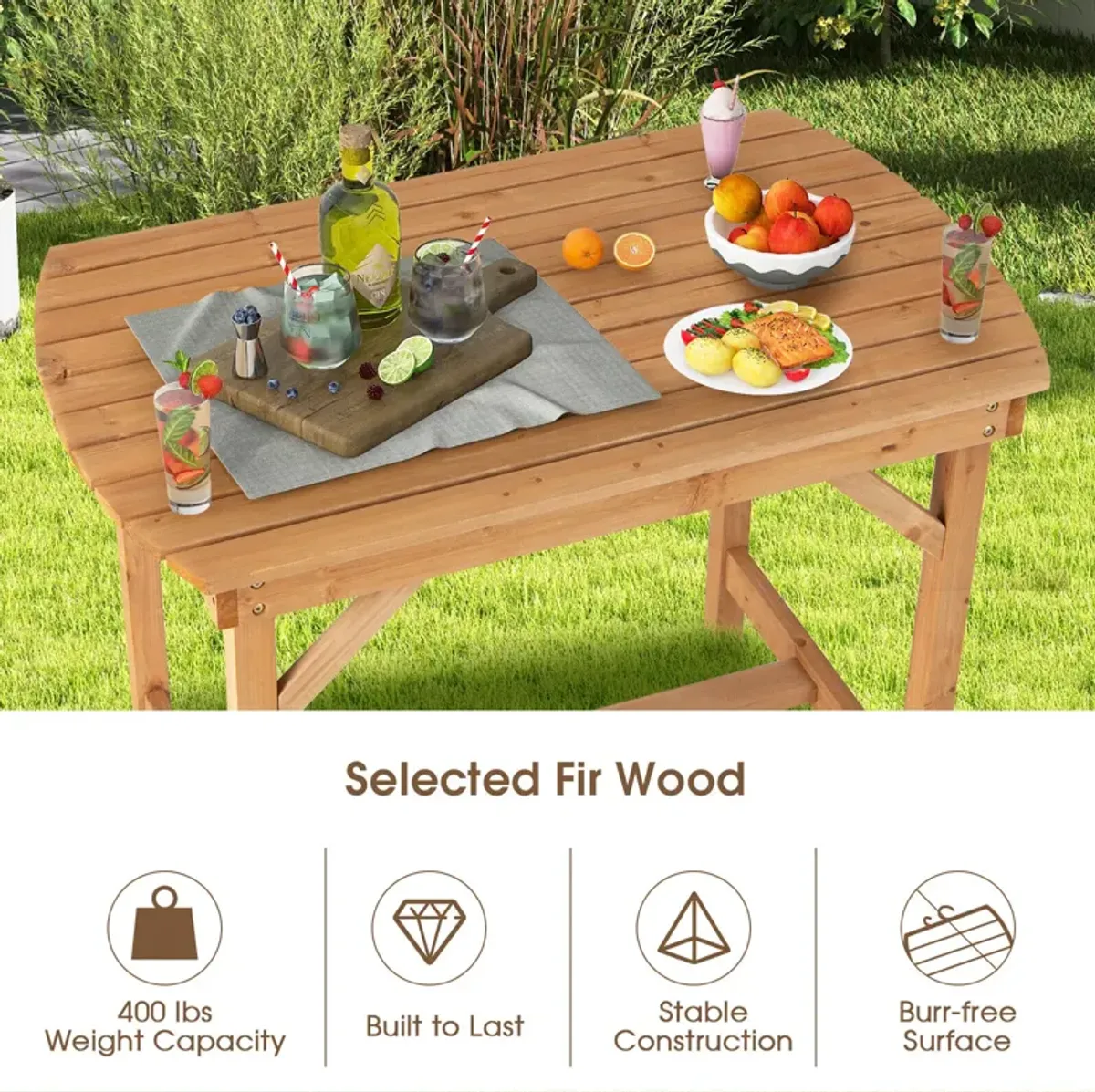 Outdoor Fir Wood Dining Table with Umbrella Hole