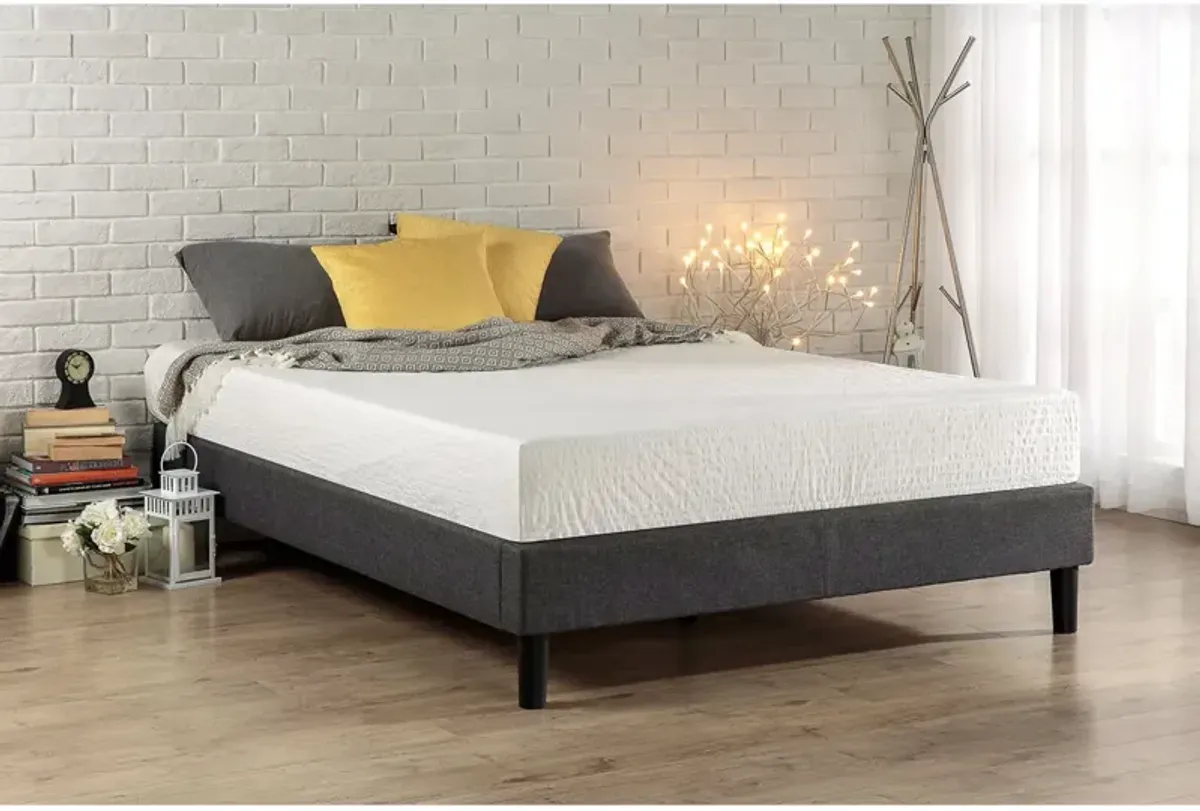 Hivvago King size Modern Grey Upholstered Padded Platform Bed Fame