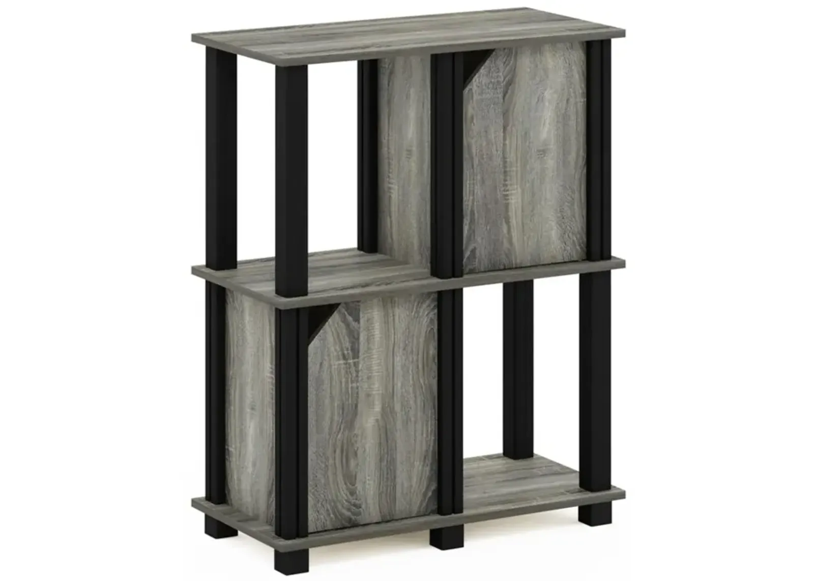 FURINNO Brahms Storage Shelf, 3-Tier, French Oak Grey/Black,19209GYWBK