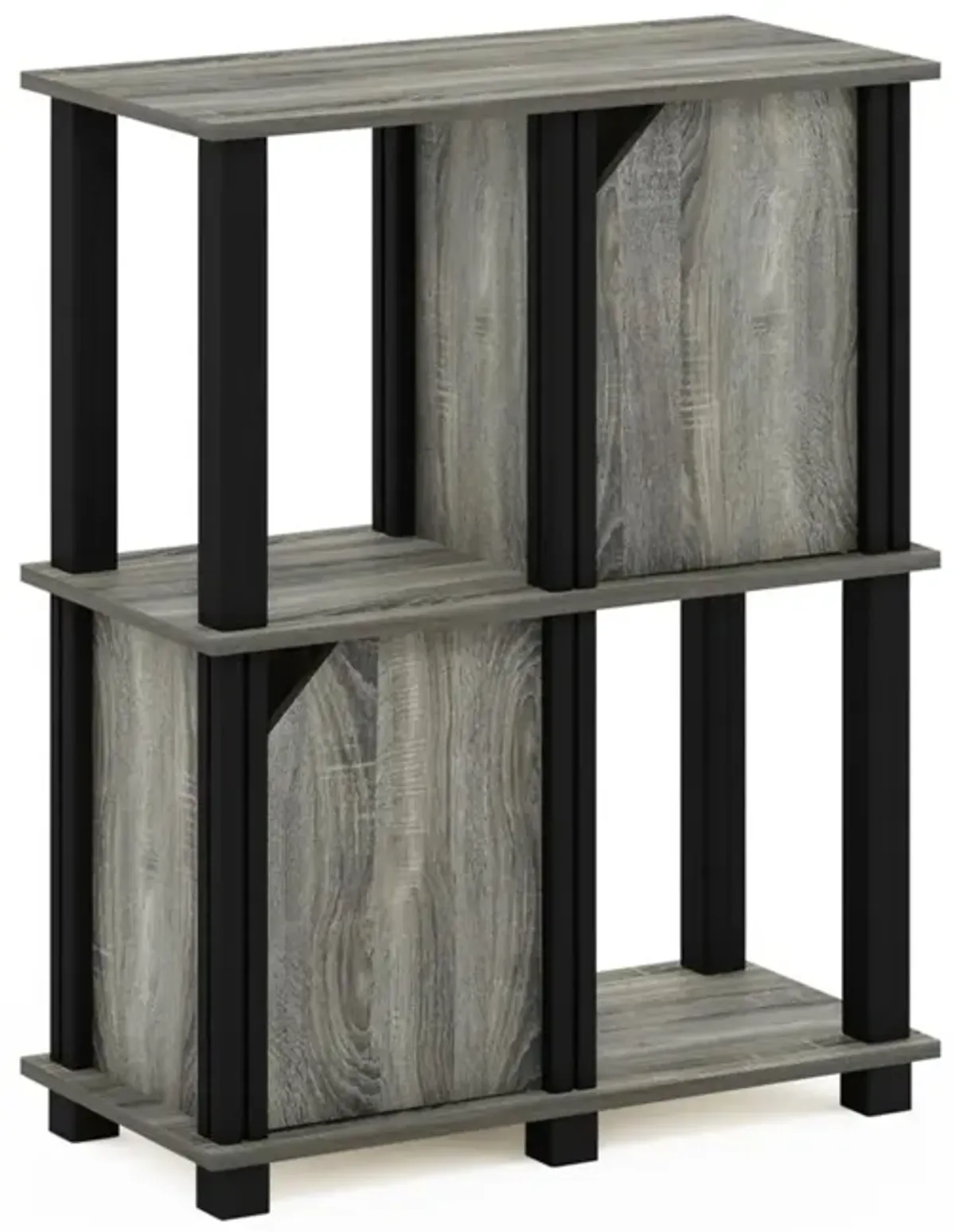 FURINNO Brahms Storage Shelf, 3-Tier, French Oak Grey/Black,19209GYWBK