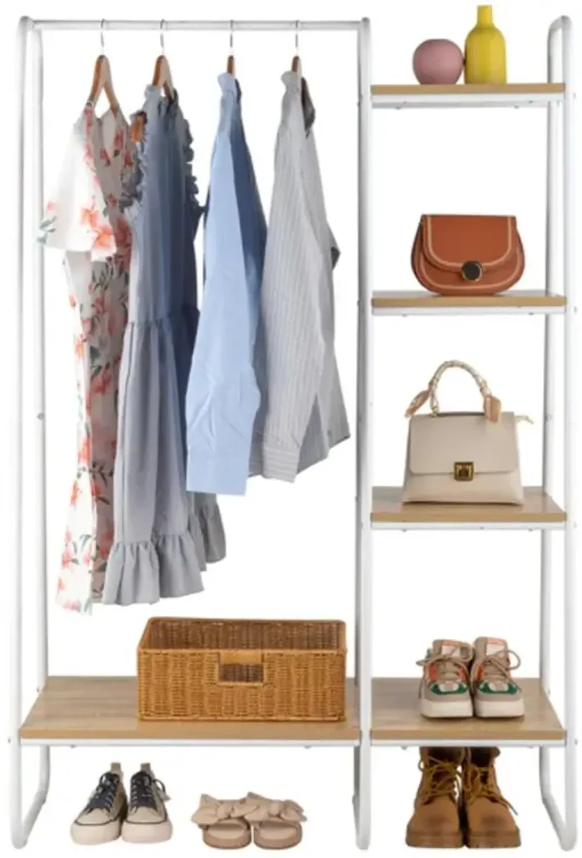 Freestanding Clothes Rack with 5 Shelves for Convenient Clothing and Storage Organization