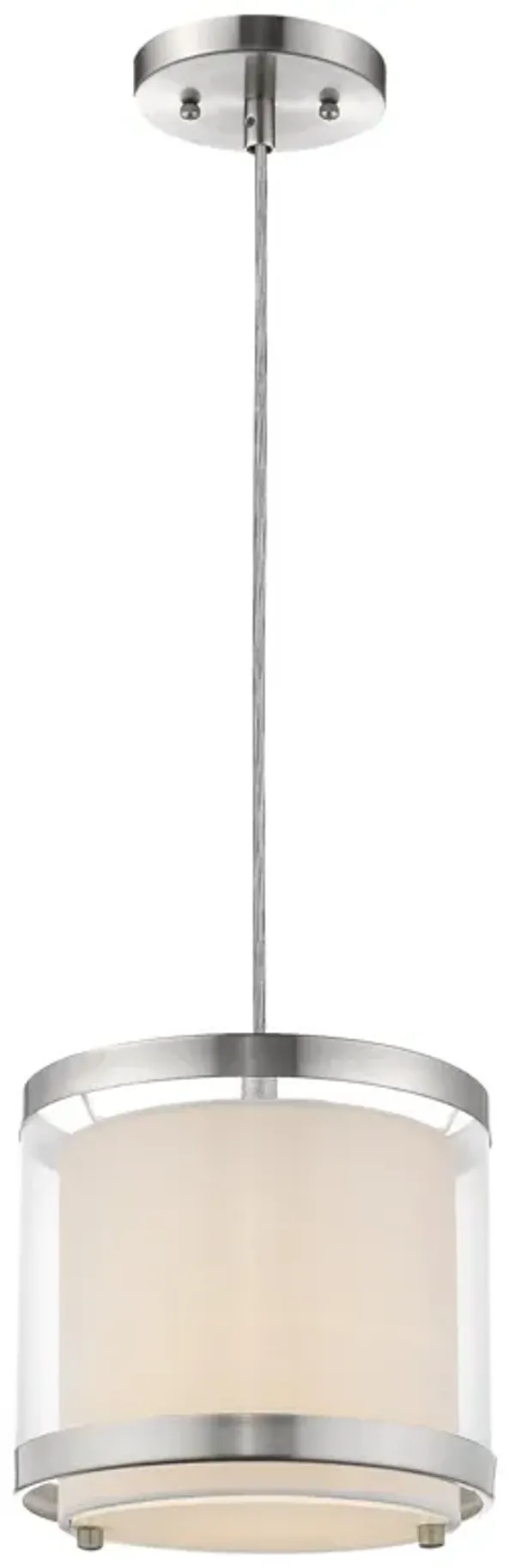 Hivvago White and Silver Hanging Light with Fabric Shade