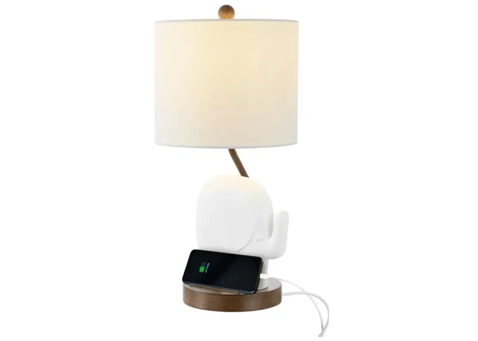 Ellie Bohemian Designer Iron/Resin Elephant LED Kids' Table Lamp with Phone Stand and USB Charging Port