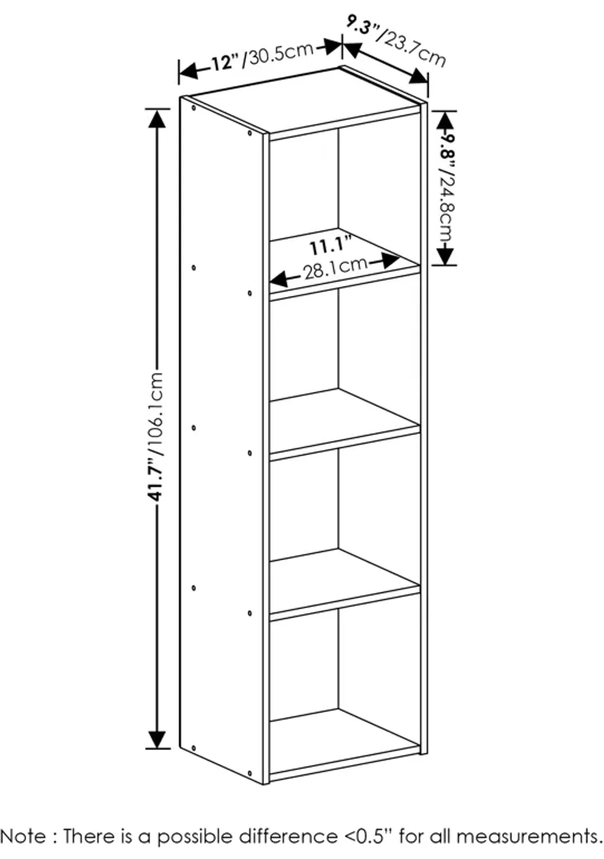 Furinno Luder Bookcase / Book / Storage, 4-Tier Cube, Light Blue/White