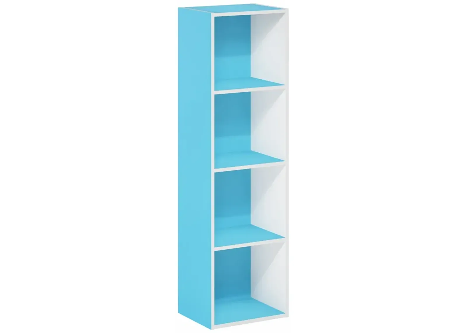 Furinno Luder Bookcase / Book / Storage, 4-Tier Cube, Light Blue/White