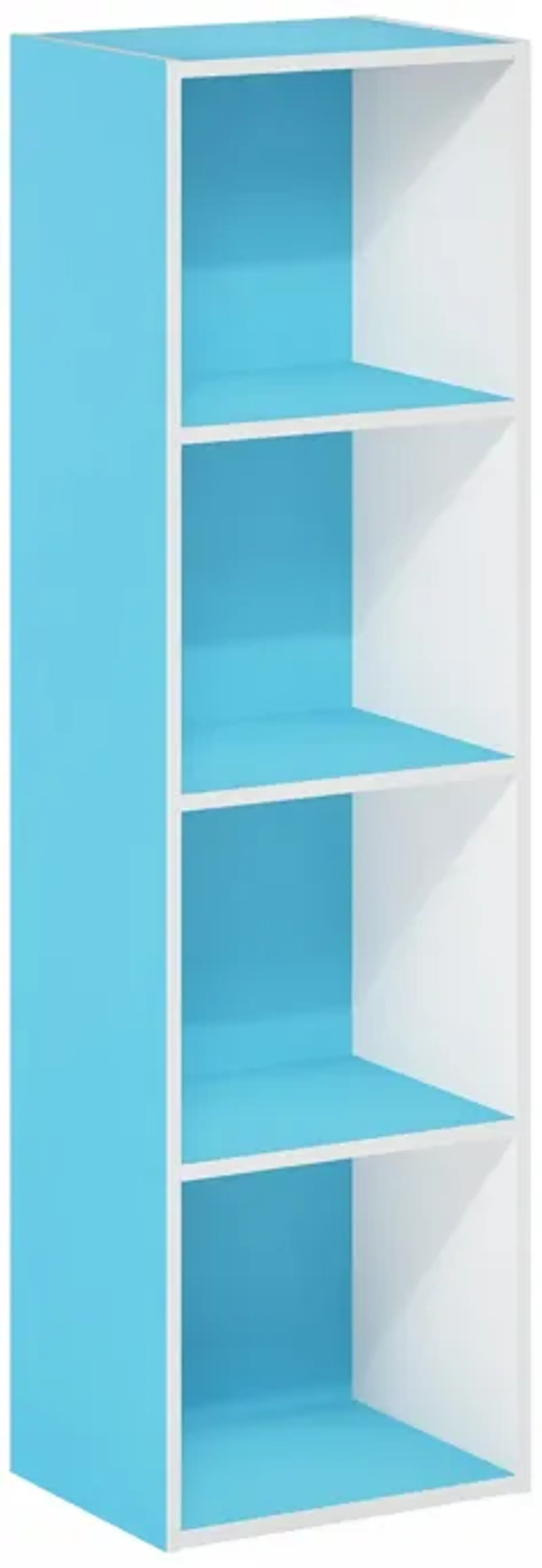 Furinno Luder Bookcase / Book / Storage, 4-Tier Cube, Light Blue/White