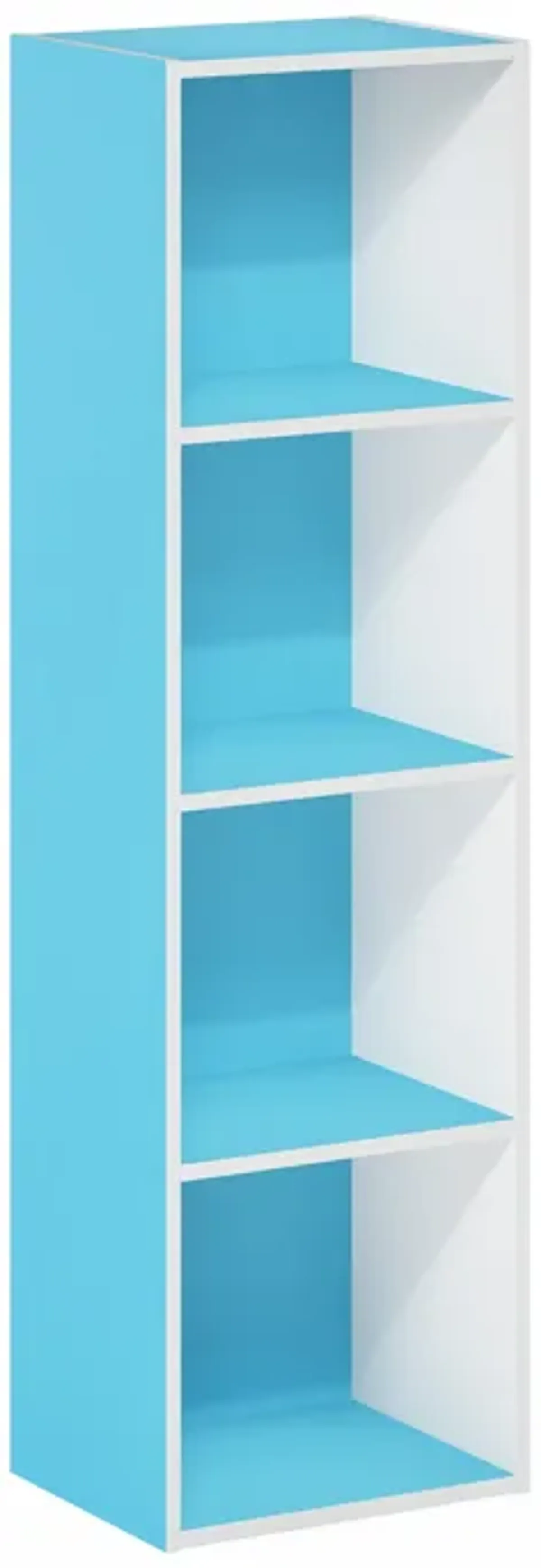 Furinno Luder Bookcase / Book / Storage, 4-Tier Cube, Light Blue/White