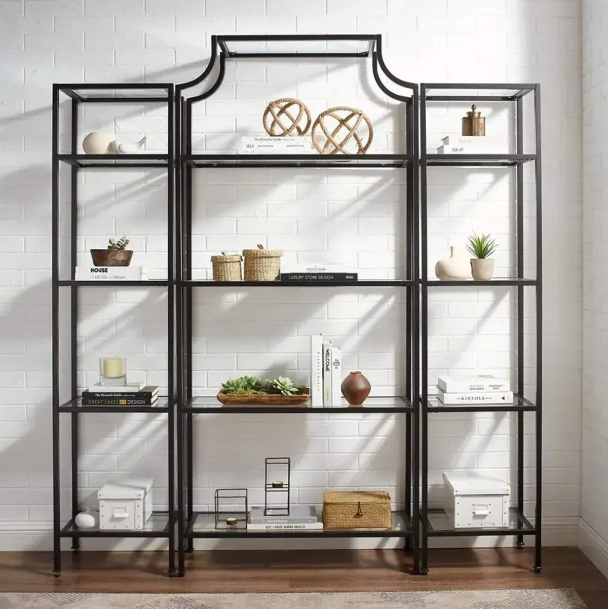 Aimee 3Pc Etagere Set Soft Gold - Large Etagere & 2 Narrow Etageres