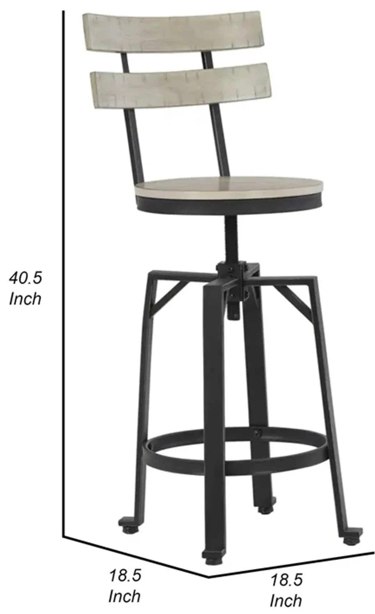 Xin 24-28 Inch Barstool Chair, Set of 2, Adjustable Height, Brown, Black - Benzara