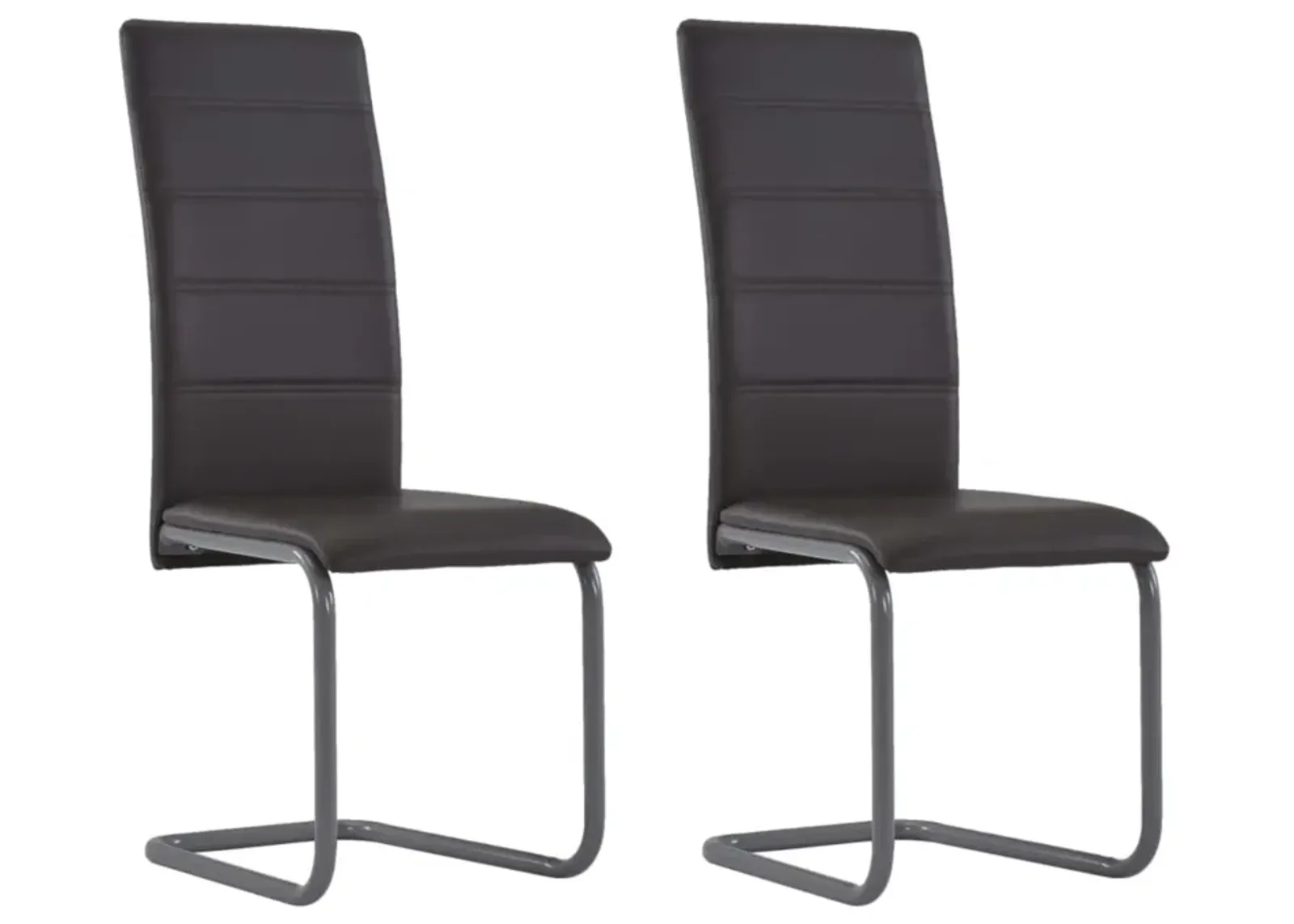 282095 vidaXL Cantilever Dining Chairs 2 pcs Brown Faux Leather