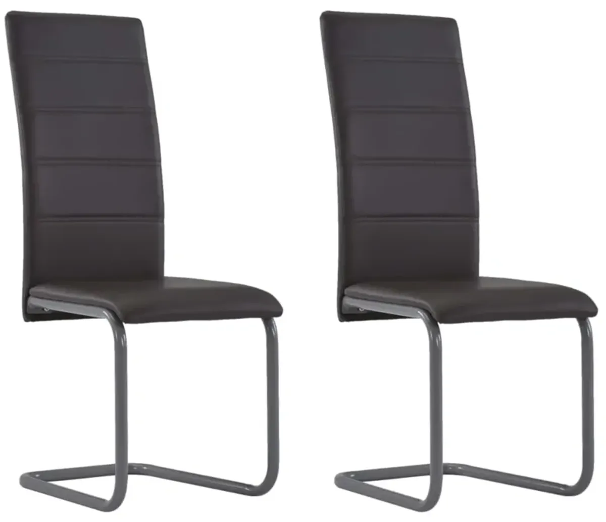 282095 vidaXL Cantilever Dining Chairs 2 pcs Brown Faux Leather